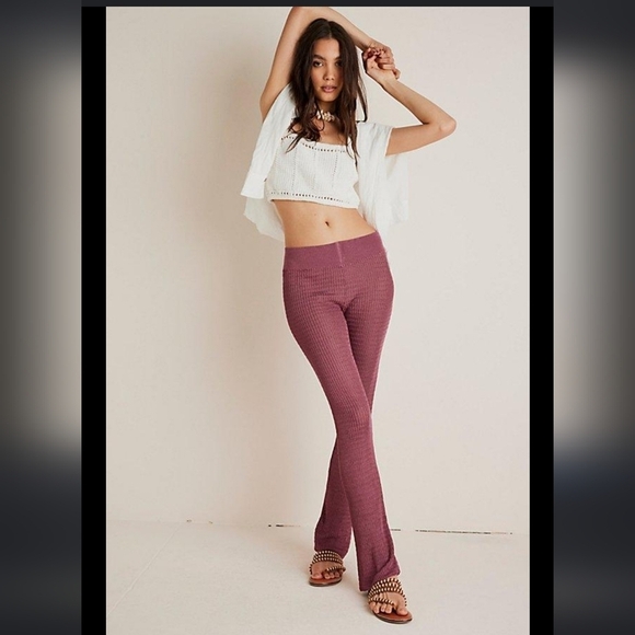 NWOT Free People Rosella Swit Slim Flair Pants Rose Small - Picture 1 of 7